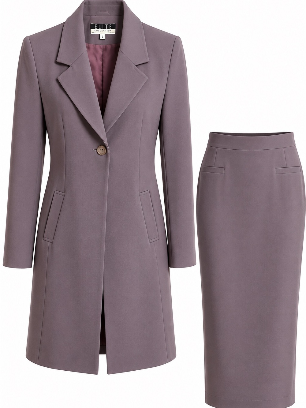 Women's Taupe Midi Skirt - Tailored Professional Style